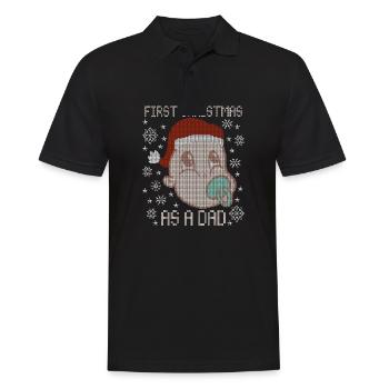 Premier Noël en tant que papa - Noël moche - Polo Homme - noir - Devant - Kai (181cm)