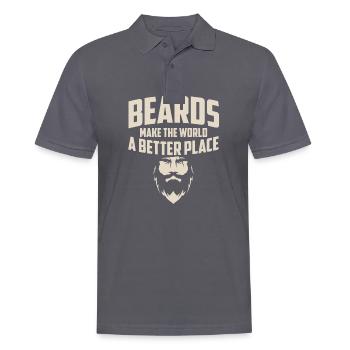 Pogonophile Beards Make The World A Better Place - Männer Poloshirt - Anthrazit - Vorne - Nico (186cm)