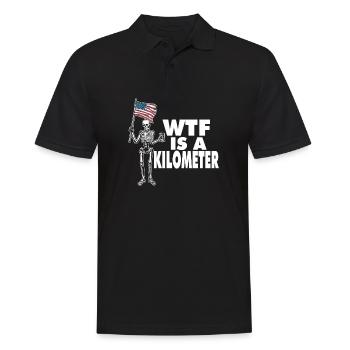 WTF Is A Kilometer Meme Skeleton USA Flag - Men's Polo Shirt - black - Front - Kai (181cm)