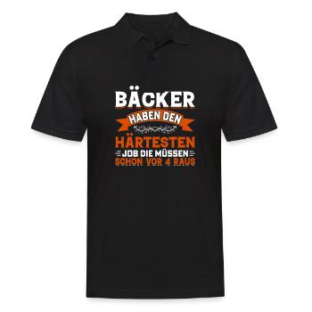 Job Arbeit Bäcker Bäckerei - Männer Poloshirt - Schwarz - Vorne - Kai (181cm)