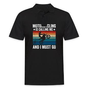 Motorcycling Is Calling Me And I Must Go - Männer Poloshirt - Schwarz - Vorne - Kai (181cm)