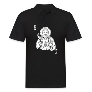Religious Quote Jesus Christ Is King Of Heart - Männer Poloshirt - Schwarz - Vorne - Kai (181cm)