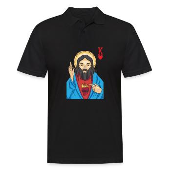 Jésus-Christ est Roi De Cœur Religieux Chrétien - Polo Homme - noir - Devant - Kai (181cm)