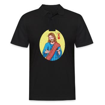 L’équipe Jésus-Christ est le Roi de Cœur Chrétien - Polo Homme - noir - Devant - Kai (181cm)