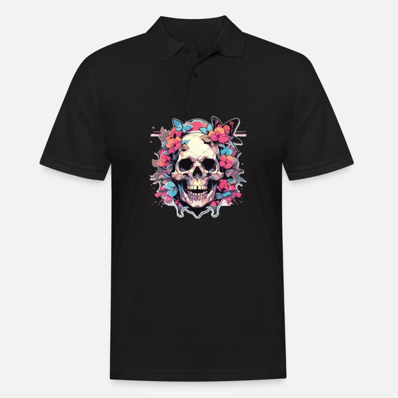 Skull Skull Skull Skeleton Bone - Men's Polo Shirt - black