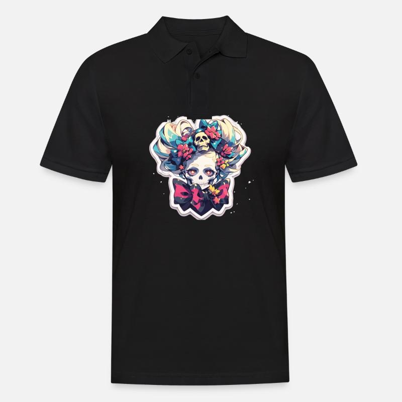 Totenkopf - Männer Poloshirt - Schwarz