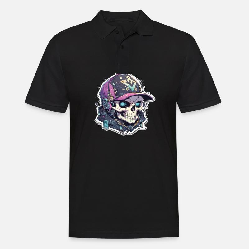 Totenkopf - Männer Poloshirt - Schwarz