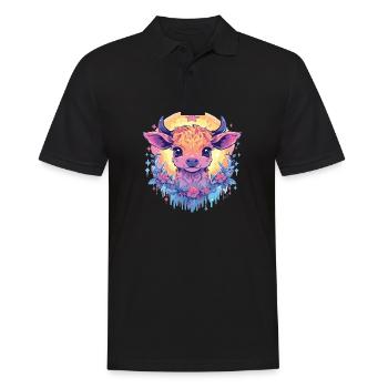 Vache Tête de vache Audacieuse Agriculture Veau - Polo Homme - noir - Devant - Kai (181cm)