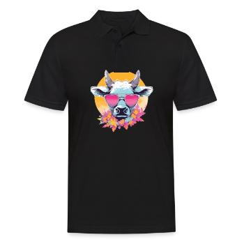 Vache Tête de vache Vaches Agriculture Éleveur de vaches - Polo Homme - noir - Devant - Kai (181cm)