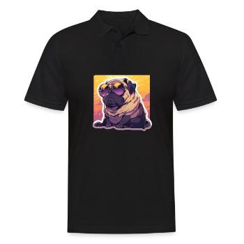 Mops Mops Hund Mops Sonnenbrille Mops Geschenk - Männer Poloshirt - Schwarz - Vorne - Kai (181cm)
