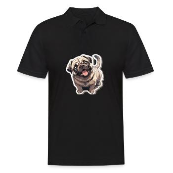 Mops Mops Hund Mops Sonnenbrille Mops Geschenk - Männer Poloshirt - Schwarz - Vorne - Kai (181cm)
