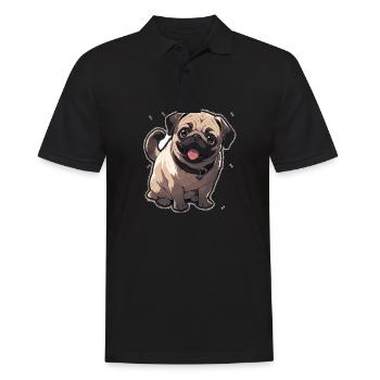 Mops Mops Hund Mops Sonnenbrille Mops Geschenk - Männer Poloshirt - Schwarz - Vorne - Kai (181cm)
