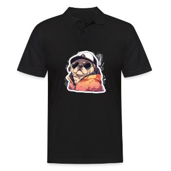 Mops Mops Hund Mops Sonnenbrille Mops Geschenk - Männer Poloshirt - Schwarz - Vorne - Kai (181cm)