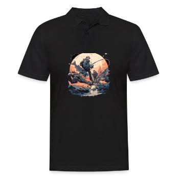 Père et fils pêchant - Polo Homme - noir - Devant - Kai (181cm)
