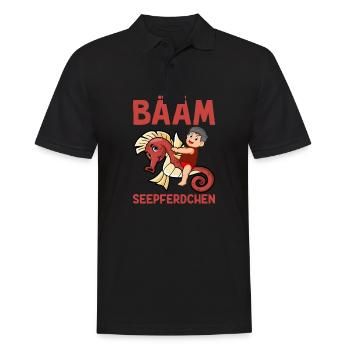 BÄÄM Seepferdchen Frühschwimmer - Männer Poloshirt - Schwarz - Vorne - Kai (181cm)
