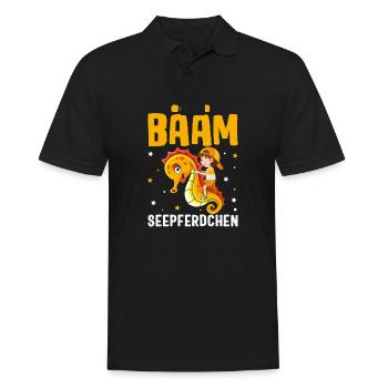 BÄÄM Seepferdchen bestanden Schwimmkurs - Männer Poloshirt - Schwarz - Vorne - Kai (181cm)