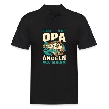 Opa Geboren Angeln Geschenk Kind - Männer Poloshirt - Schwarz - Vorne - Kai (181cm)