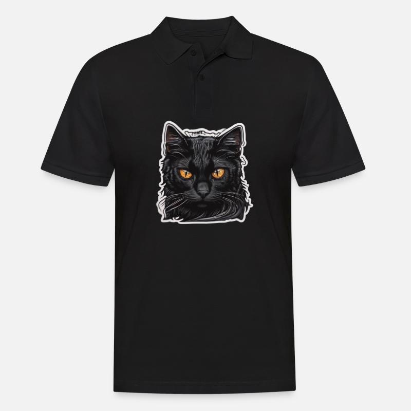 Schwarze Katze - Männer Poloshirt - Schwarz