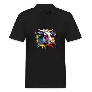 Vache Vaches Tête de vache Agriculture Agriculteur - Polo Homme - noir - Devant - Kai (181cm)