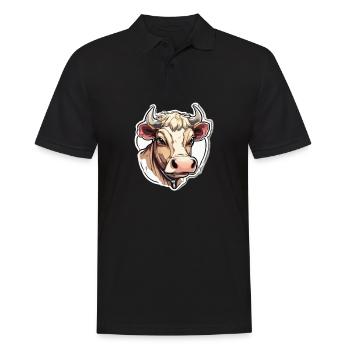 Vache Vaches Tête de vache Agriculture Agriculteur - Polo Homme - noir - Devant - Kai (181cm)