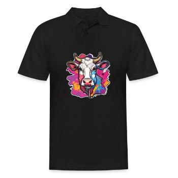 Vache Vaches Tête de vache Agriculture Agriculteur - Polo Homme - noir - Devant - Kai (181cm)
