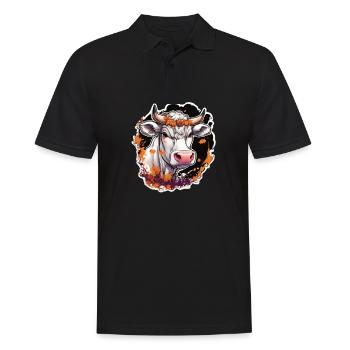Kug Kuh Halloween Kuhschädel Kuh Kopf Kühe - Männer Poloshirt - Schwarz - Vorne - Kai (181cm)