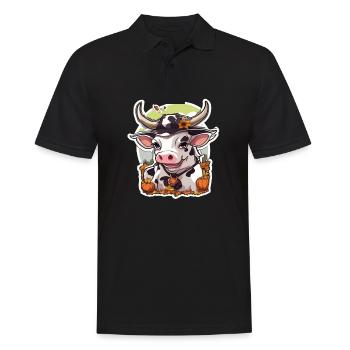 Vache Halloween Vache laitière Vaches Crâne de vache - Polo Homme - noir - Devant - Kai (181cm)