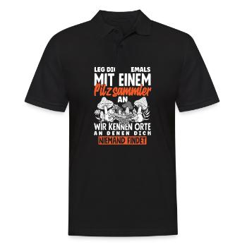 Pilzsammler Pilze sammeln Schwammerlsuche - Männer Poloshirt - Schwarz - Vorne - Kai (181cm)