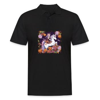 Einhorn Halloween Einhörner Unicorn Helloween - Männer Poloshirt - Schwarz - Vorne - Kai (181cm)