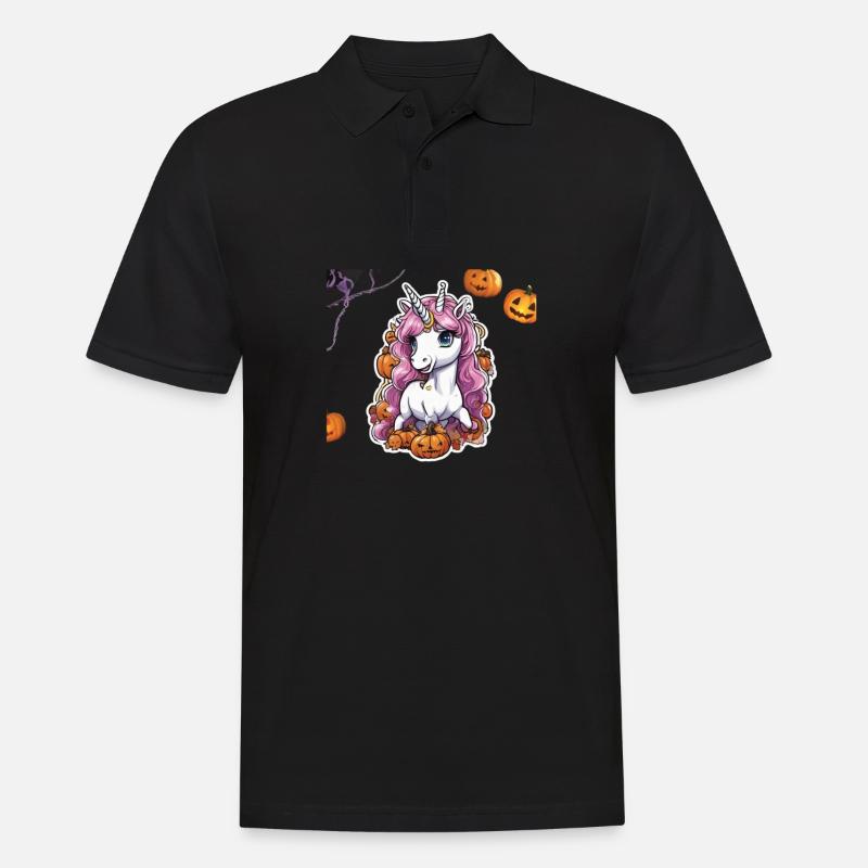 Einhorn Halloween Einhörner Unicorn Helloween - Männer Poloshirt - Schwarz