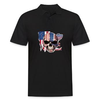 Skulls Skull America Flag Skull Bone - Men's Polo Shirt - black - Front - Kai (181cm)
