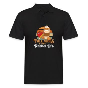 Fall Vibes That Teacher Life Hello Autumn Live - Männer Poloshirt - Schwarz - Vorne - Kai (181cm)