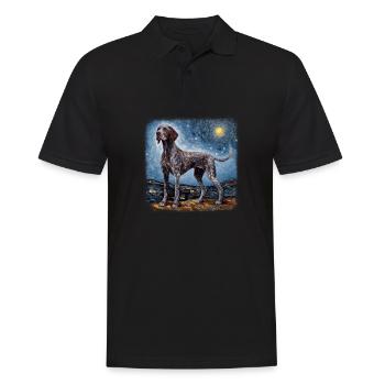 German Shorthaired Pointer Van gogh starry night - Men's Polo Shirt - black - Front - Kai (181cm)