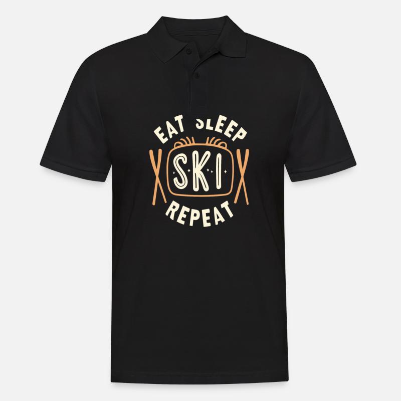 Manger dormir Ski Répéter - Polo Homme - noir