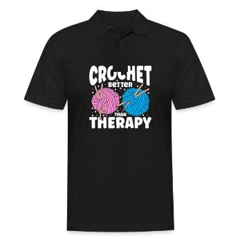Crochet Better Than Therapy - Männer Poloshirt - Schwarz - Vorne - Kai (181cm)