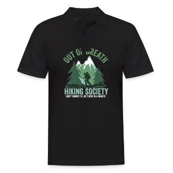 Out of Breath Hiking Society Funny Mountain Hiker - Männer Poloshirt - Schwarz - Vorne - Kai (181cm)