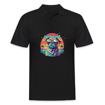 Mops Mops Hund Mops Geschenke Mops Sonnenbrille - Männer Poloshirt - Schwarz - Vorne - Kai (181cm)