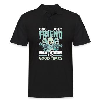 One Spooky Friend Retro Halloween Costume - Men's Polo Shirt - black - Front - Kai (181cm)