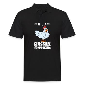 Lustiger Hühner Spruch Huhn - Männer Poloshirt - Schwarz - Vorne - Kai (181cm)