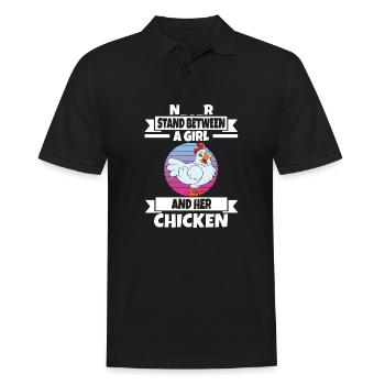 Lustiger Hühner Spruch Huhn - Männer Poloshirt - Schwarz - Vorne - Kai (181cm)