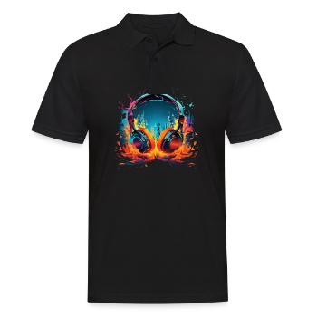 Headset - Männer Poloshirt - Schwarz - Vorne - Kai (181cm)