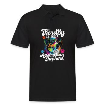 Australian Shepherd Pop Art & Dog Lover & Splash - Men's Polo Shirt - black - Front - Kai (181cm)