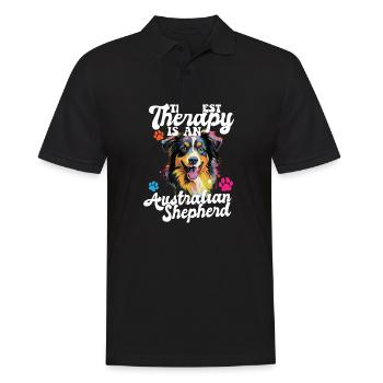Australian Shepherd Pop Art & Dog Lover & Splash - Men's Polo Shirt - black - Front - Kai (181cm)