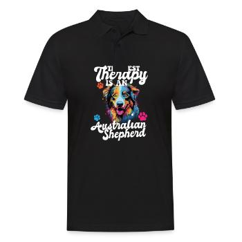 Australian Shepherd Pop Art & Dog Lover & Splash - Men's Polo Shirt - black - Front - Kai (181cm)