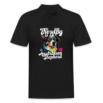 Australian Shepherd Pop Art & Dog Lover & Splash - Men's Polo Shirt - black - Front - Kai (181cm)