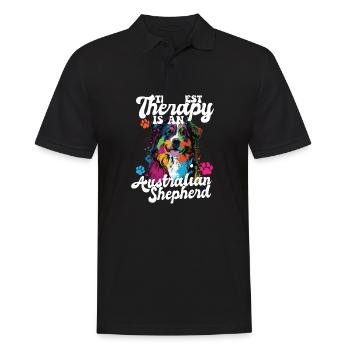Australian Shepherd Pop Art & Dog Lover & Splash - Men's Polo Shirt - black - Front - Kai (181cm)