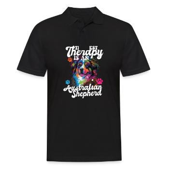 Australian Shepherd Pop Art & Dog Lover & Splash - Men's Polo Shirt - black - Front - Kai (181cm)