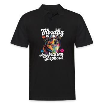 Australian Shepherd Pop Art & Dog Lover & Splash - Men's Polo Shirt - black - Front - Kai (181cm)