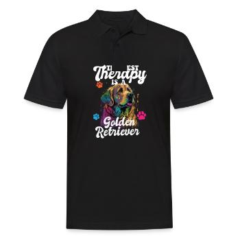 The Best Therapy Is A Golden Retriever Dog Mom - Männer Poloshirt - Schwarz - Vorne - Kai (181cm)