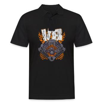 V8 Blubbern und Grinsen Achtzylinder Spruch - Männer Poloshirt - Schwarz - Vorne - Kai (181cm)